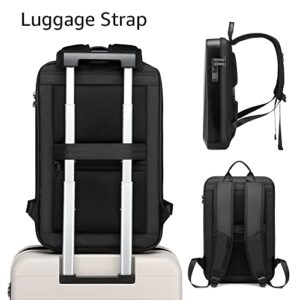 Refutuna Hard Shell Backpack for Men Women, 16 Inch TSA Lock Anti-Theft Waterproof Hardshell Laptop Backpack with USB Charging Port, Titanium