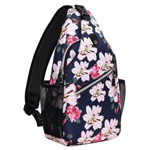 mosiso sling backpack, multipurpose travel hiking daypack rope crossbody shoulder bag, cymbidium