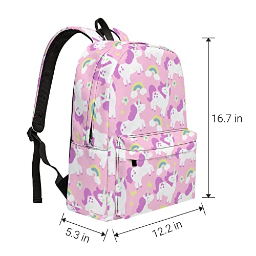 Cute Unicorns Backpack Lightweight Backpacks Durable Laptop Backpack Shoulders Bag Hiking Travel Bag Casual Daypack