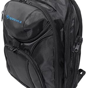 Rockville DJ Laptop/Gear Travel Backpack Bag w/ Headphone Compartment+Dividers, Black