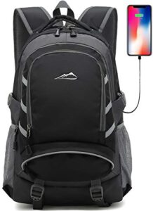 proetrade backpack daypack for school college laptop travel, computer bookbag bag with usb charging port anti theft laptop compartment fits 15.6 inch notebook, gifts for men & women (black)