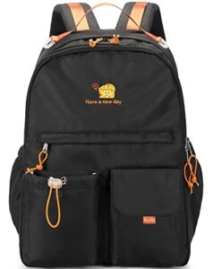 lanola cute casual hiking daypack travel bookbag school bag backpack for girls boy women man – black