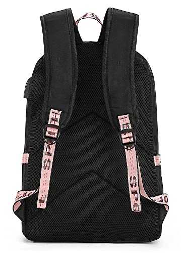 SPIRTUDE My Hero Academia Backpack for School Toga Bookbag Anime Rucksack with USB Charging Port 17inch (Toga Black)