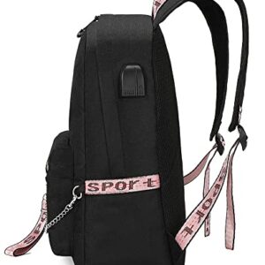 SPIRTUDE My Hero Academia Backpack for School Toga Bookbag Anime Rucksack with USB Charging Port 17inch (Toga Black)