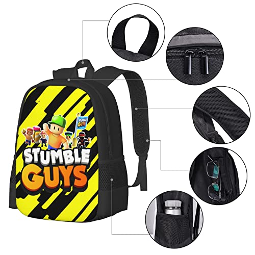 Stumble Guys Backpack Cute Bookbag Schoolbags Funny School Backpacks Laptop Bag Travel Hiking Daypack For Boys Girl