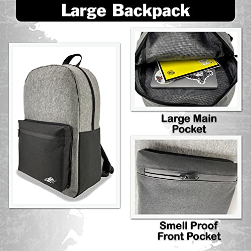 Generic Smoking Turtle: 100 Smell Proof Backpack with Combo Lock, Weather Resistant (Grey & Black),Large