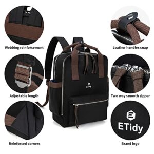 ETidy Nylon Casual Daypack Large Capacity Lightweight Waterpoorf Anti-theft Laptop Backpack For School, Work,Travel (Black)