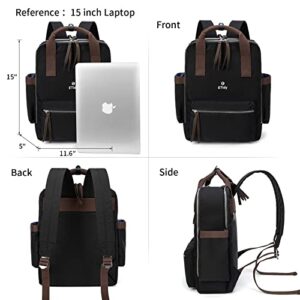 ETidy Nylon Casual Daypack Large Capacity Lightweight Waterpoorf Anti-theft Laptop Backpack For School, Work,Travel (Black)