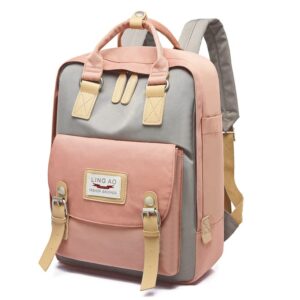 hiquay waterproof cool teenage girls’ backpack students backpack outdoor daypack – school, travel, workbag (pink&grey)