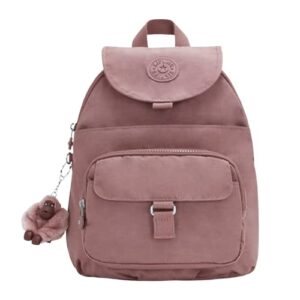 kipling women’s queenie, adjustable backpack straps, monkey keychain, key clasp, top carry handle, brilliant pink, 10″ l x 13.25″ h x 6.25″ d
