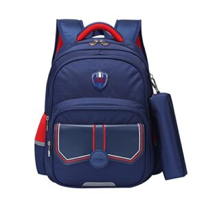 tanou kids backpacks for boys, 16” elementary school backpack, breathable bookbags with pecnil case for boy 5-12 years, blue red