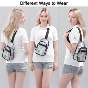 Clear Sling Bag Stadium Approved, Small Clear Chest Backpack, Clear Crossbody Chest Bag for Men Women, Black