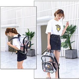 AONETIGER Clear Black Backpack Heavy Duty PVC with Reinforced Strap,Transparent Water-Resistant Backpack for Shool Work