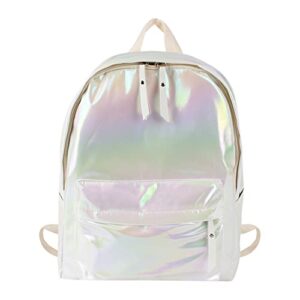goodbag boutique fashion hologram backpack laser leather shiny school backpack daypack, silver