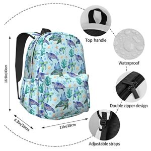 Nmbvcxz Sea Turtle Backpack for Women 17 inch Travel Casual Laptop Backpack Lightweight Waterproof Durable Hiking Daypack