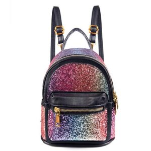 sealinf women girl bling mini backpack convertible shoulder cross bags purse (black-2)