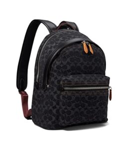 coach charter backpack in signature denim black denim one size
