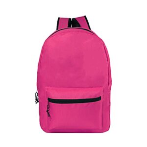 Moda West Wholesale Classic 15 Inch Basic Backpack in 12 Assorted Colors - Bulk Case of 24 Bookbags