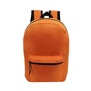 Moda West Wholesale Classic 15 Inch Basic Backpack in 12 Assorted Colors - Bulk Case of 24 Bookbags