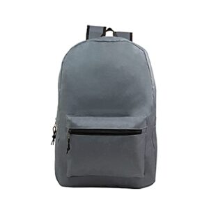 Moda West Wholesale Classic 15 Inch Basic Backpack in 12 Assorted Colors - Bulk Case of 24 Bookbags