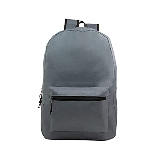 Moda West Wholesale Classic 15 Inch Basic Backpack in 12 Assorted Colors - Bulk Case of 24 Bookbags