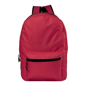 Moda West Wholesale Classic 15 Inch Basic Backpack in 12 Assorted Colors - Bulk Case of 24 Bookbags