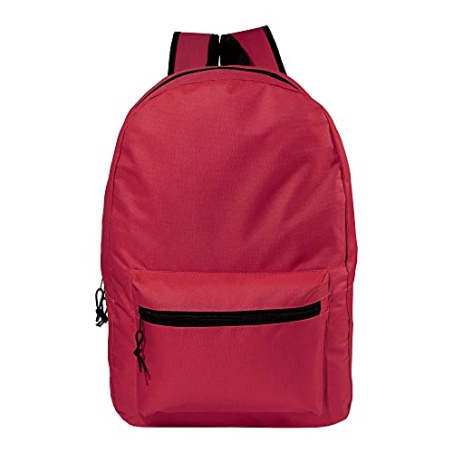 Moda West Wholesale Classic 15 Inch Basic Backpack in 12 Assorted Colors - Bulk Case of 24 Bookbags