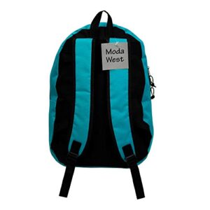 Moda West Wholesale Classic 15 Inch Basic Backpack in 12 Assorted Colors - Bulk Case of 24 Bookbags