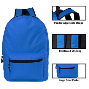 Moda West Wholesale Classic 15 Inch Basic Backpack in 12 Assorted Colors - Bulk Case of 24 Bookbags