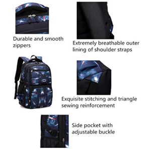 Galaxy School-Bag Backpack with Lunch-Bag for Boys Middle-School Elementary Bookbag