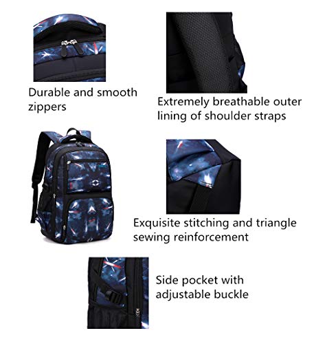 Galaxy School-Bag Backpack with Lunch-Bag for Boys Middle-School Elementary Bookbag