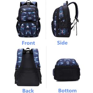 Galaxy School-Bag Backpack with Lunch-Bag for Boys Middle-School Elementary Bookbag