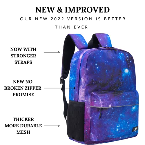 Fenrici Galaxy Backpack for Girls, Boys, Kids, Teens, Recycled School Bag With Padded Laptop Compartment, Ideal for Everyday Use and Travel - 17 Inches, Galaxy Purple