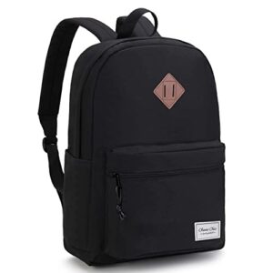 backpack for school,chasechic lightweight water resistant daypack bookbag men women/college/high school teen boys girls black