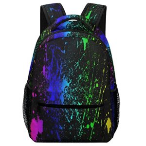 glow in dark splatter neon school backpack 16 inch for girls boys casual bag prints bookbags backpack for supplies