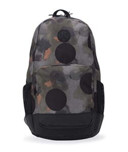 hurley men’s renegade printed laptop backpack, faded olive, qty
