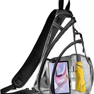 OSOCE Clear Sling Bag,Transparent Crossbody Bag with Reflective Belt,Zipper Shoulder Pocket, Breathable Back Cushion