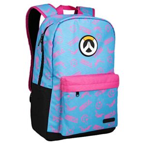 jinx overwatch d.va splash adult backpack, blue/pink, 18″