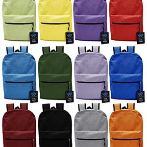 12 Pack Backpack , Bulk 17 inch Lightweight Student Outdoor Travel School Book Bag (Assorted)