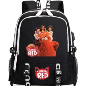 Turning Backpack Red Panda Backpack School Bag Bookbag (Black 3)