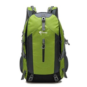 amanda 50l water-resistant travel backpack/casual/hiking/camping daypack with rain cover, headphone hole (green)