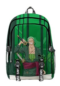 amoma unisex anime one piece daypacks cosplay luffy 3d printed lightweight casual multipurpose canvas backpack(one size,z-green)