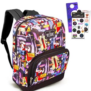 fast forward new york disney villains preschool backpack for kids, toddlers – 4 pc school supplies bundle with disney villains 10” mini backpack for boys and girls, stickers, and more