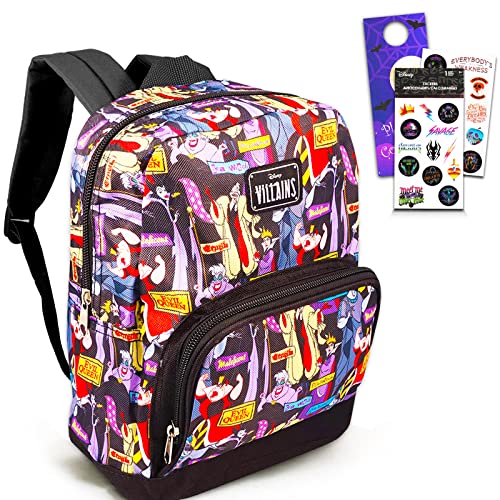 Fast Forward New York Disney Villains Preschool Backpack for Kids, Toddlers - 4 Pc School Supplies Bundle with Disney Villains 10'' Mini Backpack for Boys and Girls, Stickers, and More