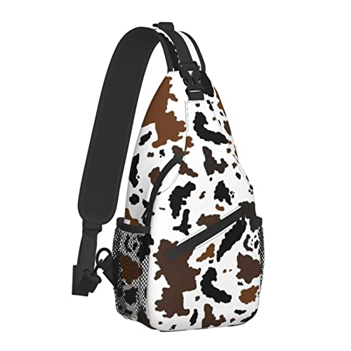 Cow Print Sling Backpack,Crossbody Sling Bag Travel Hiking Daypacks Pattern Rope Chest Shoulder Daypack For Men Women