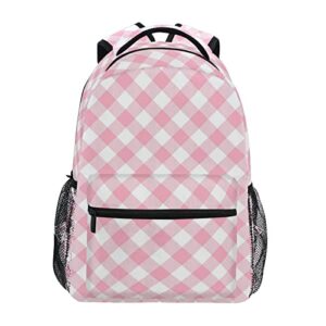 kigai pink gingham backpacks waterproof laptop casual daypack tablet travel backpack school bag with multiple pockets, m