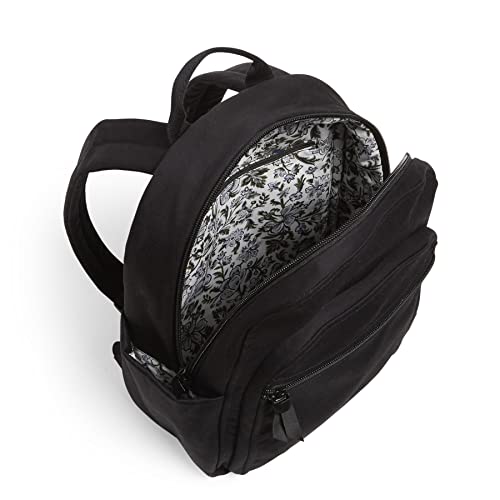 Vera Bradley womens Cotton Small Backpack Bookbag, Black - Recycled Cotton, One Size US