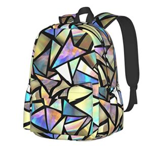 oplp brightly colored triangles large capacity backpack lightweight personalized laptop bag tablet travel school bag with multiple pockets