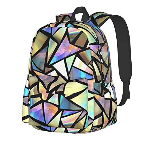 Oplp Brightly Colored Triangles Large Capacity Backpack Lightweight Personalized Laptop Bag Tablet Travel School Bag with Multiple Pockets