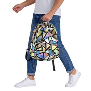 Oplp Brightly Colored Triangles Large Capacity Backpack Lightweight Personalized Laptop Bag Tablet Travel School Bag with Multiple Pockets